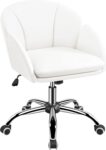 Yaheetech Faux Leather Desk Chair Cute Makeup Vanity Chair White