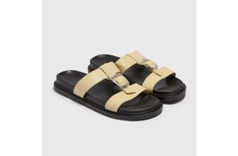 Yellow T Bar Buckle Footbed Sandals
