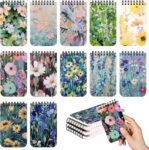 Yoosso 12 Pack Floral Pocket Notebooks, Spiral Memo Pads, 12.7 x 7.6 cm