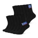 YouShow Black Men Cushioned Gym Socks, Cotton, 12 Pairs (9-12)
