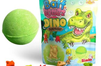 ZIMPLI – Large Dino Surprise Bath Bomb, 1 of 6 Surprise Dinosaur Toys to Collect, One per Baff Bomb, Mystery Toys