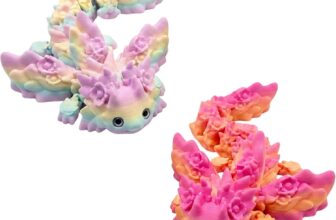 ZISHAN 2pcs 3D Printed Axolotl Ornament, Axolotl Figurines for Desk Decoration, Two 21 cm Gradient Coloured Salamander Figures with Pink and Candy Tones