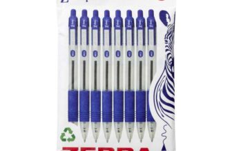 Zebra Pen Z Grip Blue Ballpoint Pens with Pocket Clip 8pk, Retractable Blue Ink Ballpoint