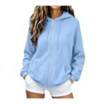 Zip up Hoodies for Women Hooded Oversized Sweatshirt with Pockets