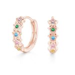 Zolkamery 925 Silver Hoop Earrings, 16mm, Rose Gold Star