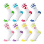 Zuimei 8 Pairs Girls Cotton Sports Socks, 5-8 Years