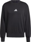 adidas Mens Essentials Feelcozy Fleece Sweatshirt, black/white, M