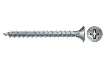 fischer 670086 FPF Power-Fast II 3.5 x 16mm Chipboard Wood Screws, Countersunk Head with Phillips, Fully Threaded, Galvanised 200 Pack