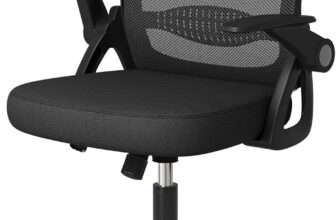 naspaluro Home Office Chair Ergonomic Desk Chair Swivel Computer Chair Mid-Back Mesh Chair with Flip-up Armrests and Lumbar Support for Home/Office – Black