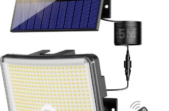 nipify Solar Lights Outdoor,310LED/3 Mode & Remote Solar Security Lights Outdoor Motion Sensor, IP65 Waterproof Solar Powered Pir Wall Lights with Split Solar Panel for Garden, Yard
