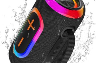 oraolo Bluetooth Speaker Portable with 24W Loud Stereo Sound, Colorful RGB Lights, TWS Pairing, Bluetooth 5.4, 15H Playtime, Support AUX/TF Card, Wireless Speaker for Outdoor Party, Home (Black)