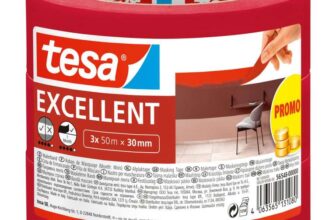 tesa Masking Tape Excellent – Painters Tape With Thin Paper Backing – For Indoor Use – 3x 50 m x 30 mm