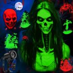 12 in 1 Halloween Projector Outdoor – 3D Dynamic Halloween Decorations Lights,Clearer Skull/Spider/Scarecrow/Pumpkin/Witch Cauldron HD Patterns,Night Light for Window Holiday Decor