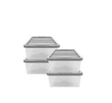 12L Grey Plastic Storage Boxes – Pack of 4 – Free C&C