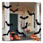 12PCS Halloween Hanging Bats Hanging Flying Glowing Eyes Bat Outdoor Decor
