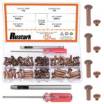 142Pcs 4 Sizes Antique Chicago Screws Leather Rivets Assortment Kit with Setting Tools M5 Assorted Screws Rivets Metal Chicago Binding Screw for Leather Craft Belts Bags