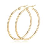 14K Gold Hoop Earrings for Women, 40mm, Elegant Silhouette