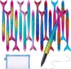 16 Piece Mermaid Ballpoint Pen Set, Creative Fishtail Gel Pens Black Ink with Pencil Case, 0.5 mm Gel Pens for Office School Girls Children Students Birthday