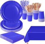 169 Pcs Sapphire Blue Disposable Party Tableware Set