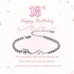 16th 18th 21st 30th 40th Birthday Gifts for Women, Heart Women Bracelet Adjustable, Silver Bead Wave Bracelets for Girl, Birthday Gift with Card for Mum Daughter Sister Wife Girlfriend