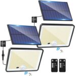 (2) LOTMOS 342LED Remote Solar Security Lights Motion Sensor, 3 Modes, 5M Cable, Waterproof (1x £11.98 – 6x £57.79) Sold By Lotmos-UK/FBA