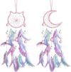 2 Pack Dream Catcher for Girls, Handmade Feather Wall Hanging, Owl & Moon Boho Decor, Kids Room Accessories, Pink Purple Bedroom Gift