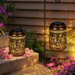 2 Pack Garden Ornaments Outdoor Hummingbird Solar Lanterns for Outside, Waterproof Hanging Garden Ornament LED Light, Birthday Gifts for Women, Gift for Women Mum Grandma, Mothers Day
