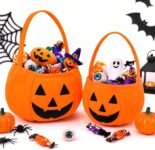 2 Pack Halloween Pumpkin Candy Bag Reusable Trick or Treat Bag