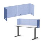 2-Pack L-Shaped Clamp-on Desk Privacy Panels, Adjustable Acoustic Divider (Blue)