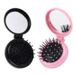 2 Pcs Mini Travel Folding Hair Brush with Mirror