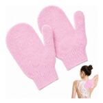 2 Pcs Pink Exfoliating Shower Gloves for Scrub, Loofah Alternative