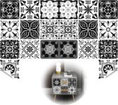 20 PCS Moroccan Style PVC Waterproof Tile Stickers, Self Adhesive Wall Tiles for Kitchen Bathroom, Waterproof Peel and Stick Decals, DIY Home Decor Black-White 15 cm x 15 cm