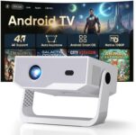 2026 Smart Projector Built-in-Apps, Android TV, Supported 4K/Native 1080P, 300 ANSI, Wifi 6 Bluetooth 5.2, Portable Mini Movie Projector for Bedroom Home, Auto Keystone, iOS/Switch/PS5