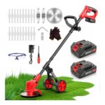 21V Cordless Strimmer, 4-in-1, Detachable Wheels, 2×2.0Ah Battery & Charger