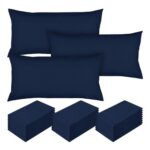 24-Pack Navy Blue King Size Pillowcases, 50×90 Cm, Envelope Closure