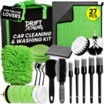 27 Pcs Car Cleaning Kit with Detailing Brushes – Complete Valeting Kit for Interior & Exterior – Sold by Rivermart Ltd / FBA