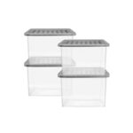 27L Grey Plastic Storage Boxes – Pack of 4