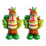 2Pcs Large Inflatable Standing Balloons: Pineapple & Tiki Foil Decor