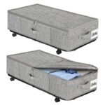 2x 50L XL Sturdy Under Bed Rolling Storage Containers with Wheels & Metal Frame Bottom Support – Sold by KUKIKAN / FBA