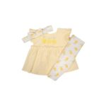 3-6 Mths Baby Girls Yellow Lemon 3 Piece Tunic Set