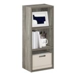 3-Cube Open Shelves Bookcase, French Oak