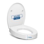 3-Inch Raised Toilet Seat with Soft-Close, 250kg Capacity, round White