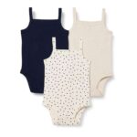 3 Pack Cotton Amazon Essentials Baby Girls Sleeveless Bodysuits, Baby Vests – Newborn