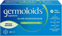 3 Packs Germoloids Haemorrhoid Treatment & Piles Treatment Suppositories, 55g, 24 Count – Discount at Checkout – £10.03 W/S&S