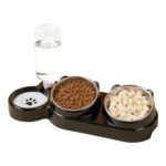 3-in-1 Cat Food and Water Bowl Set with Stand
