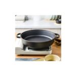 30cm Pre-Seasoned round Cast Iron Pot Pan Braiser with Glass Lid Cookware