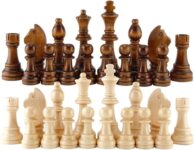 32PCS Wooden International Chess Pieces – No Board, Portable Tournament Staunton Chess Set