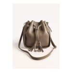 365 by Freemans Italian Leather Dark Taupe Bucket Bag