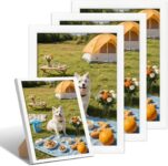 4 Packs A4 picture frames, Wooden Photo Frame 20.3 x 29 cm, Versatile White A4 Poster Frame Plexiglass, Wall Mount or Tabletop for Home Office Gallery Portrait Photo Landscape