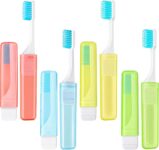4-Piece Travel Toothbrush Set, Portable Folding Toothbrush, Lightweight Soft Tooth Brush for Adults & Children, Camping, Office, School